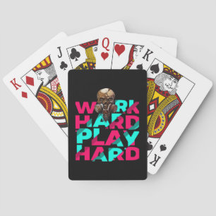 Work Hard Play Hard Skull Motivation Essential Poker Cards