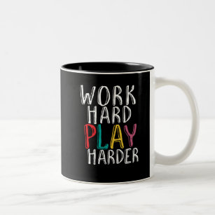 Work Hard Play Harder Gaming Geek Nerd Video Gamer Two-Tone Coffee Mug