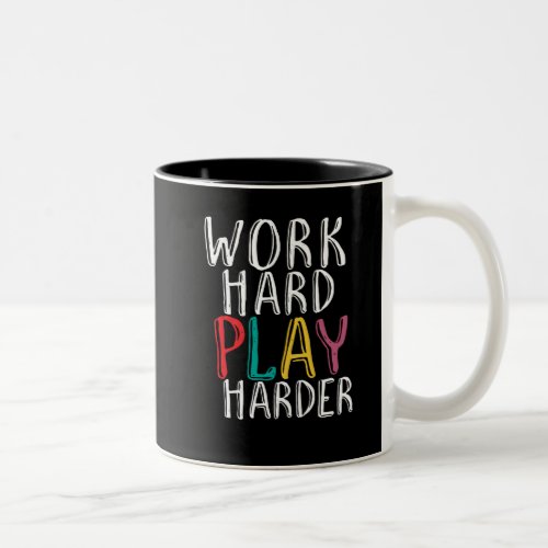 Work Hard Play Harder Gaming Geek Nerd Video Gamer Two_Tone Coffee Mug