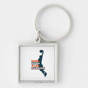 Work Hard Play So Hard Basketball Player Classic Keychain