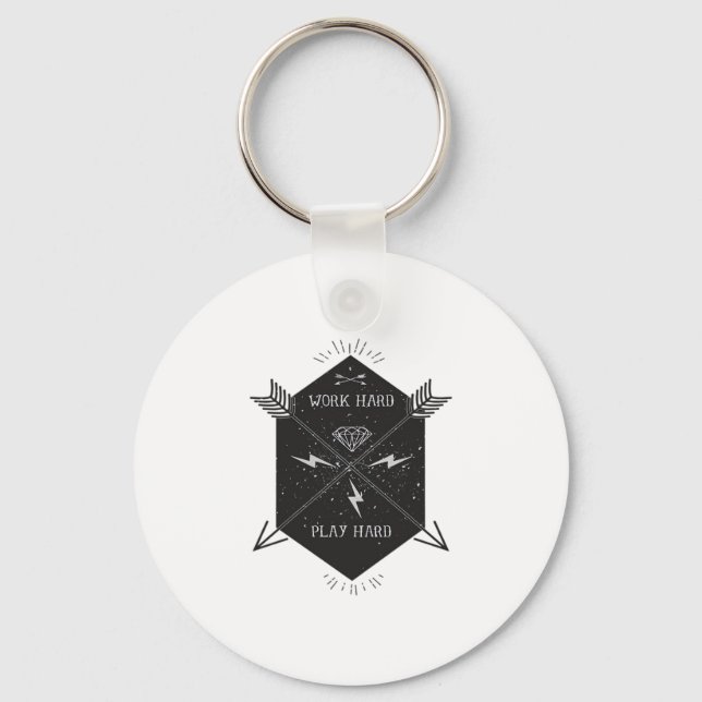 Work Hard Play So Hard Classic Keychain (Front)
