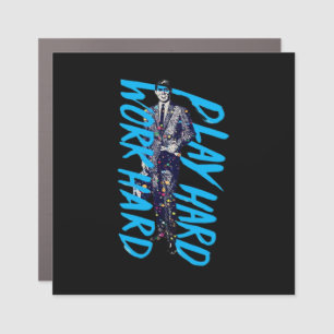 Work Hard Play so Hard Classic Meme Car Magnet