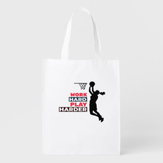 Work Hard Play So Hard Female Basketball Player Cl Grocery Bag