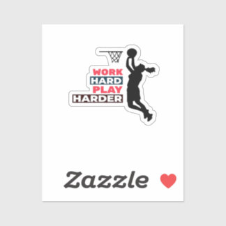 Work Hard Play So Hard Female Basketball Player Cl Sticker