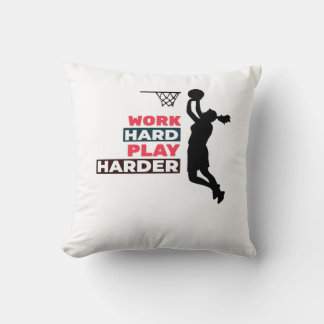 Work Hard Play So Hard Female Basketball Player Cl Throw Pillow