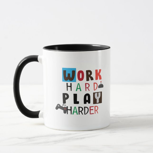 Work Hard Play So Hard Funny Quote Labor Day Mug (Left)