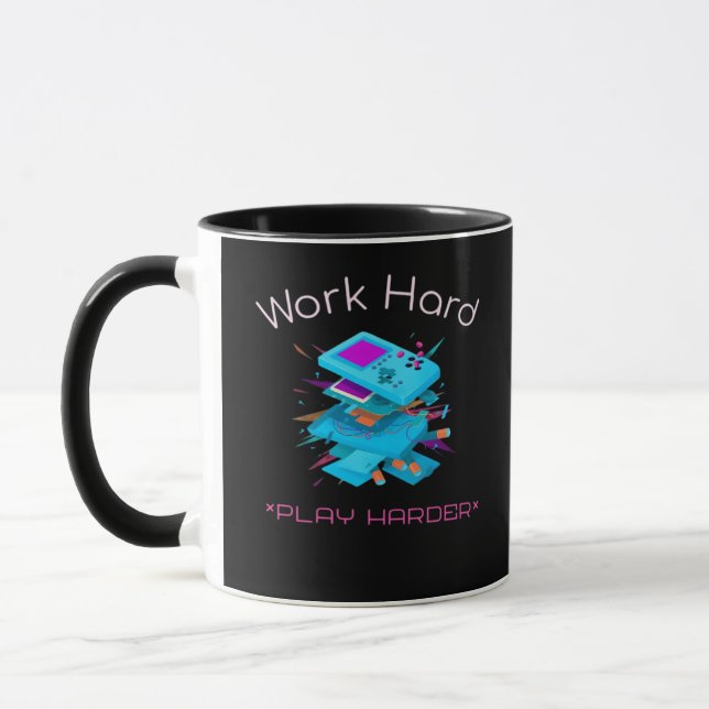 Work Hard Play So Hard Funny Quote Mug (Left)