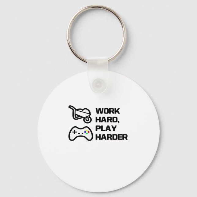 Work Hard, Play So Hard Statement Design Classic Keychain (Front)
