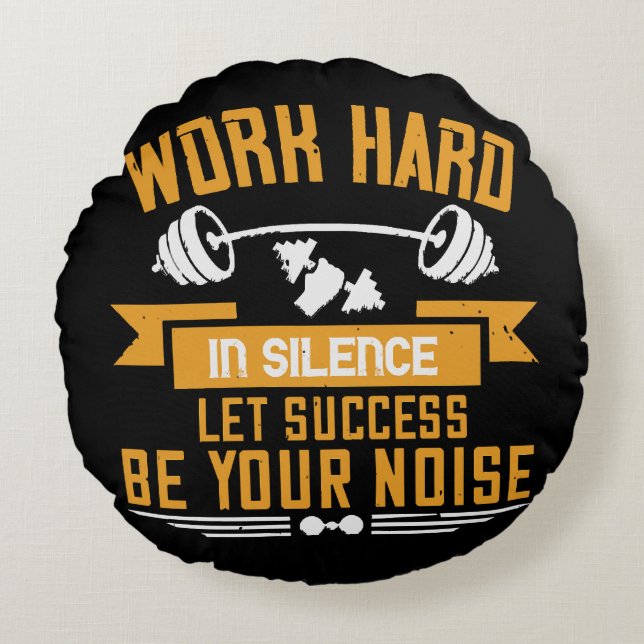 Work hard round pillow (Front)
