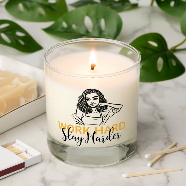 "Work Hard, Slay Harder" Empowerment Scented Candle (Lit)
