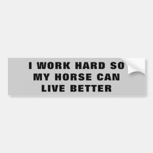 Work Hard So Horse Lives Better Horse Trailer Bumper Sticker