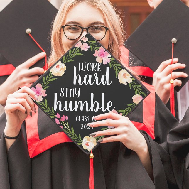 Work Hard, Stay Humble | Custom Class Year Graduation Cap Topper (Creator Uploaded)