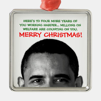 Work Harder Christmas Barack Obama Metal Ornament