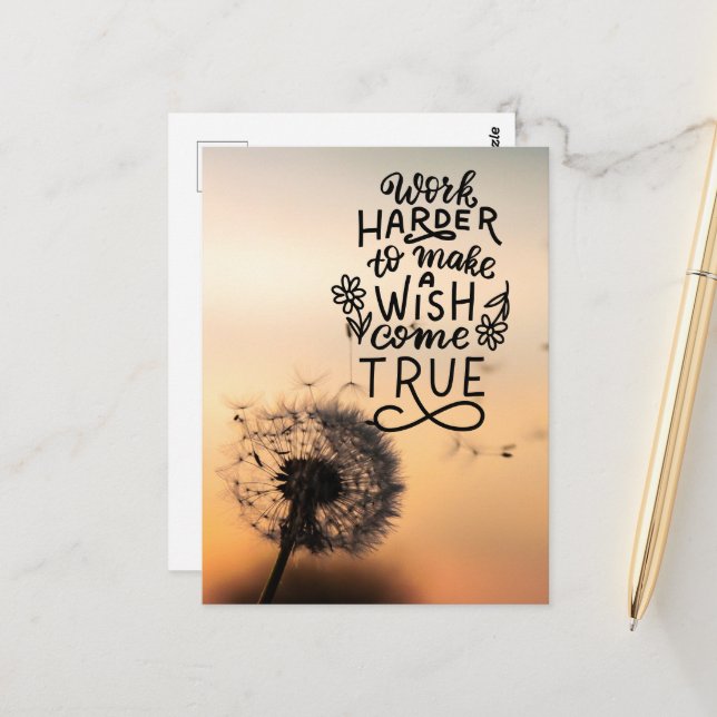 Work Harder for Your Wishes Postcard (Front/Back In Situ)