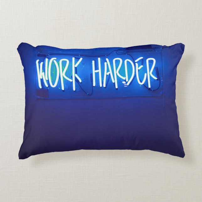 Work Harder Neon Sign Decorative Pillow (Front)