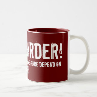 WORK HARDER! Two-Tone COFFEE MUG