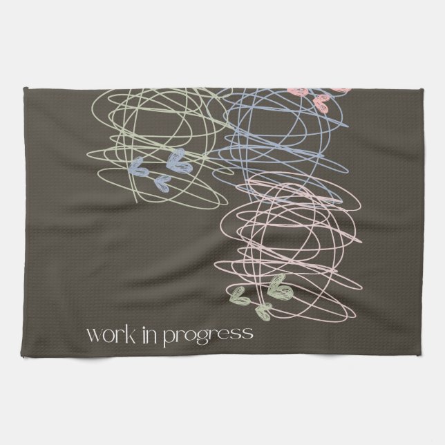 Work in progress scribble design kitchen towel (Horizontal)