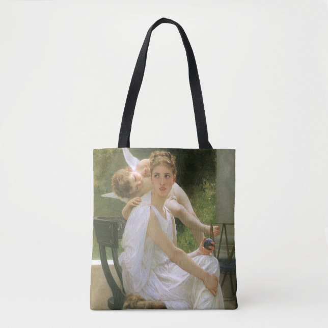 Work Interrupted by Bouguereau, Angel Portrait Tote Bag (Front)