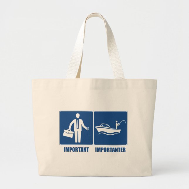 Work Is Important, Fishing Is Importanter Large Tote Bag (Front)