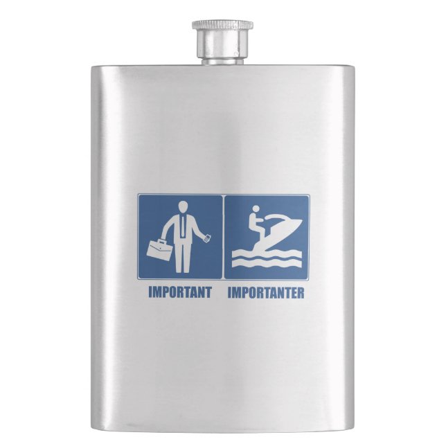 Work Is Important, Jet Skiing Is Importanter Flask (Front)