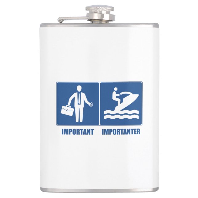 Work Is Important, Jet Skiing Is Importanter Flask (Front)