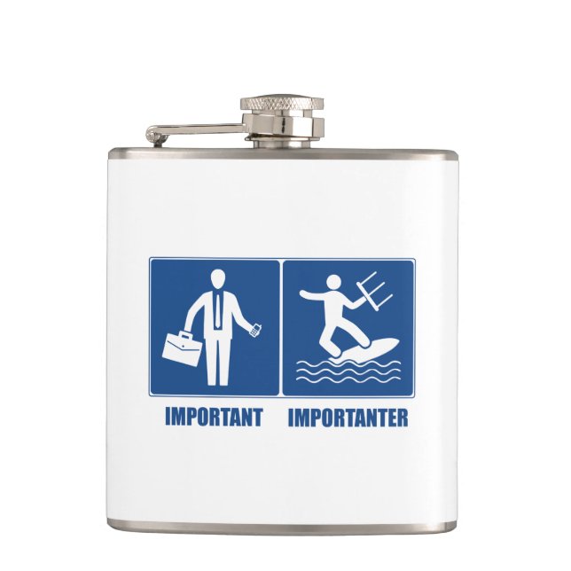 Work Is Important, Kitesurfing Is Importanter Flask (Front)