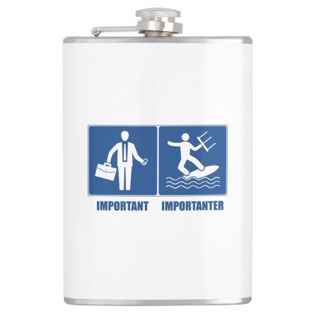 Work Is Important, Kitesurfing Is Importanter Flask (Front)