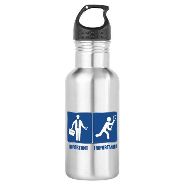 Work Is Important, Lacrosse Is Importanter Stainless Steel Water Bottle (Front)