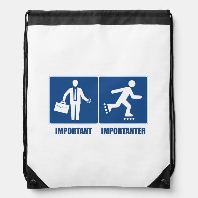 Work Is Important, Rollerblading Is Importanter Drawstring Bag (Front)