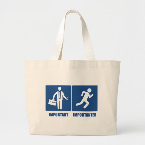 Work Is Important Running Is Importanter Large Tote Bag