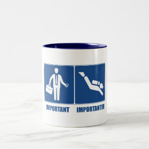 Work Is Important, Scuba Diving Is Importanter Two-Tone Coffee Mug