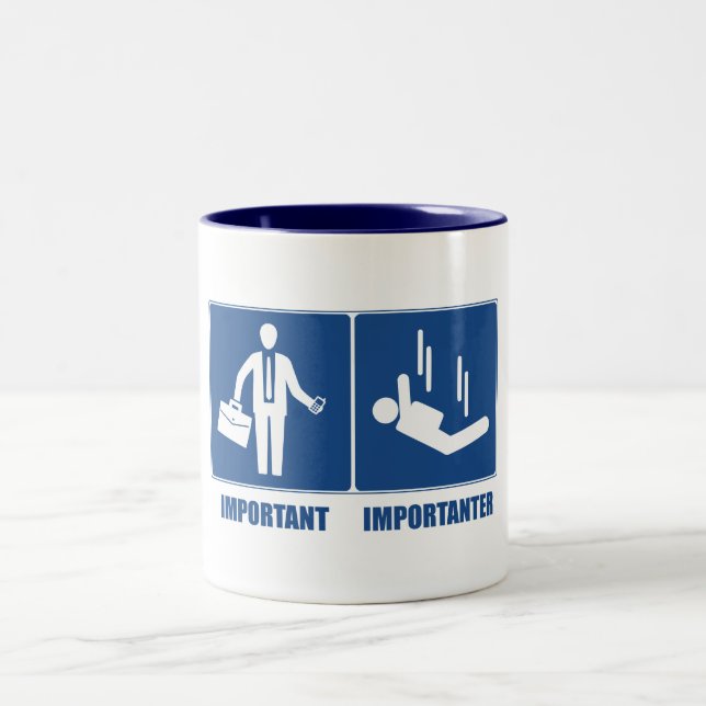 Work Is Important, Sky Diving Is Importanter Two-Tone Coffee Mug (Center)