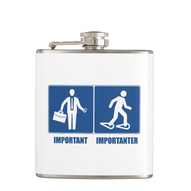 Work Is Important Snowshoeing Is Importanter Flask (Front)