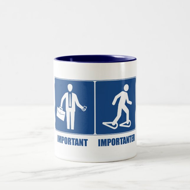 Work Is Important Snowshoeing Is Importanter Two-Tone Coffee Mug (Center)