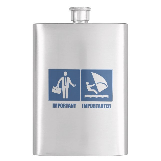 Work Is Important, Windsurfing Is Importanter Flask (Front)
