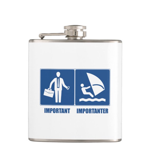 Work Is Important, Windsurfing Is Importanter Flask (Front)