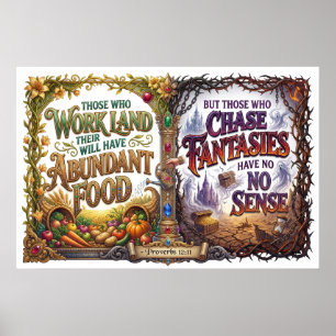 Work Land Gain Foods Chase Fantasies Lack Sense Poster