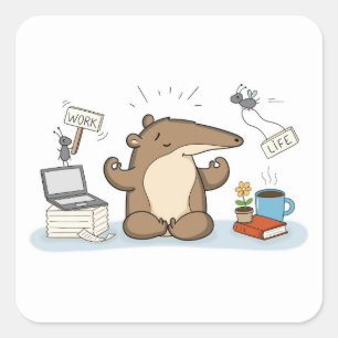 Work-Life Balance Anteater Square Sticker