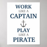 Work Like A Captain Nautical Nursery Print at Zazzle