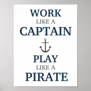 Work Like A Captain Nautical Nursery Print by bellababydesigns at Zazzle
