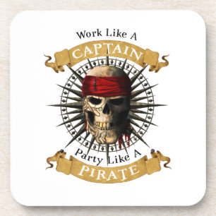 Work Like A Captain Party Like A Pirate Skull Joll Beverage Coaster