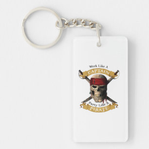 Work Like A Captain Party Like A Pirate Skull Joll Keychain