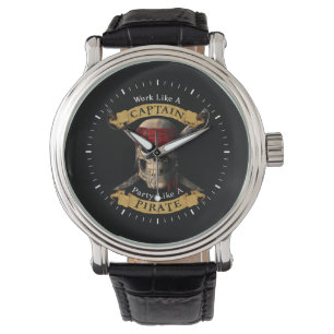 Work Like A Captain Party Like A Pirate Skull Joll Watch