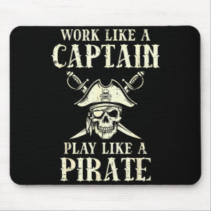 Work Like Captain Play Like Rate Funny Humor Men W Mouse Pad