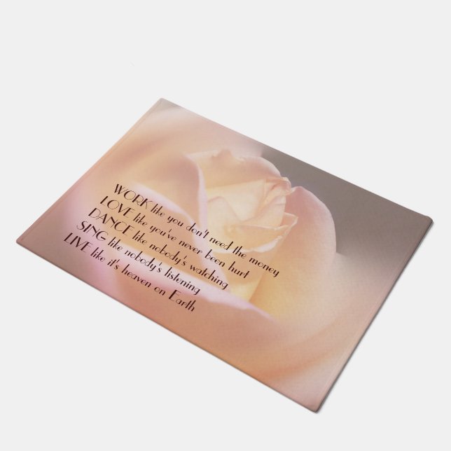 Work Love Dance Soft Rose Inspirational Quote  Doormat (Angled)