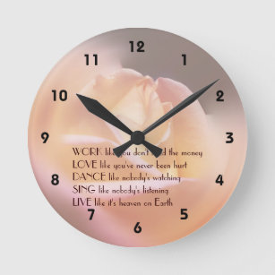 Work Love Dance Soft Rose Inspirational Quote  Round Clock