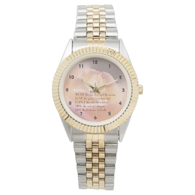 Work Love Dance Soft Rose Inspirational Quote   Watch (Front)