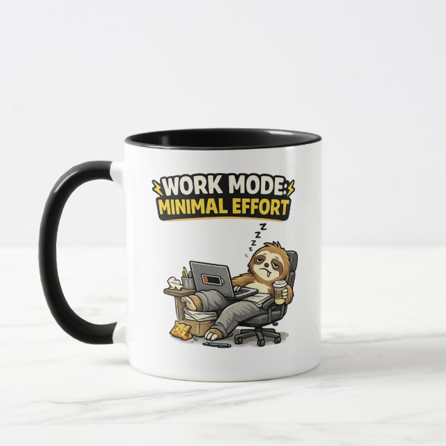 Work Mode Minimal Effort Funny Sloth Mug (Left)