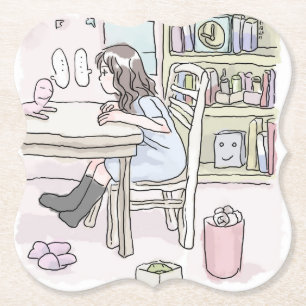 Work on at a desk paper coaster