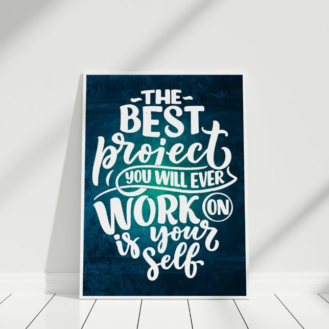 "Work on Yourself" Retro  Inspirational Quote Poster ("Work on Yourself"  Inspirational Quote Poster in white frame.)